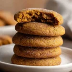Chewy pumpkin cookies fresh out of the oven, topped with a sprinkle of cinnamon.