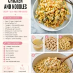 A bowl of homemade Chicken and Noodles with fresh herbs and vegetables.