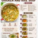 Bowl of homemade chicken rice soup with fresh herbs and vegetables.