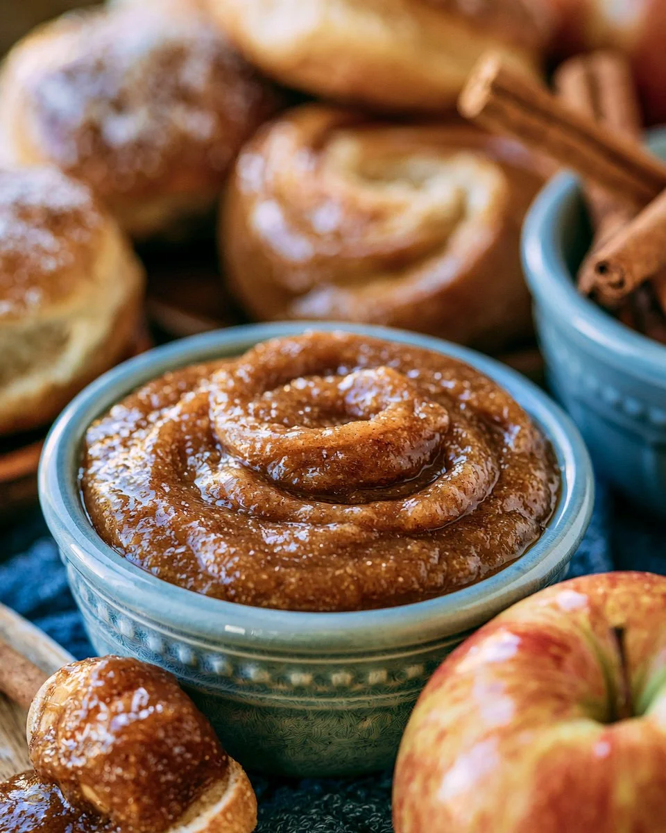 Homemade apple butter made from applesauce in a jar.