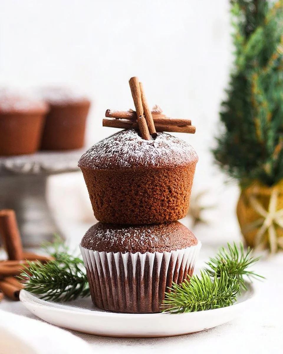 Freshly baked gingerbread muffins with a sprinkle of cinnamon on top
