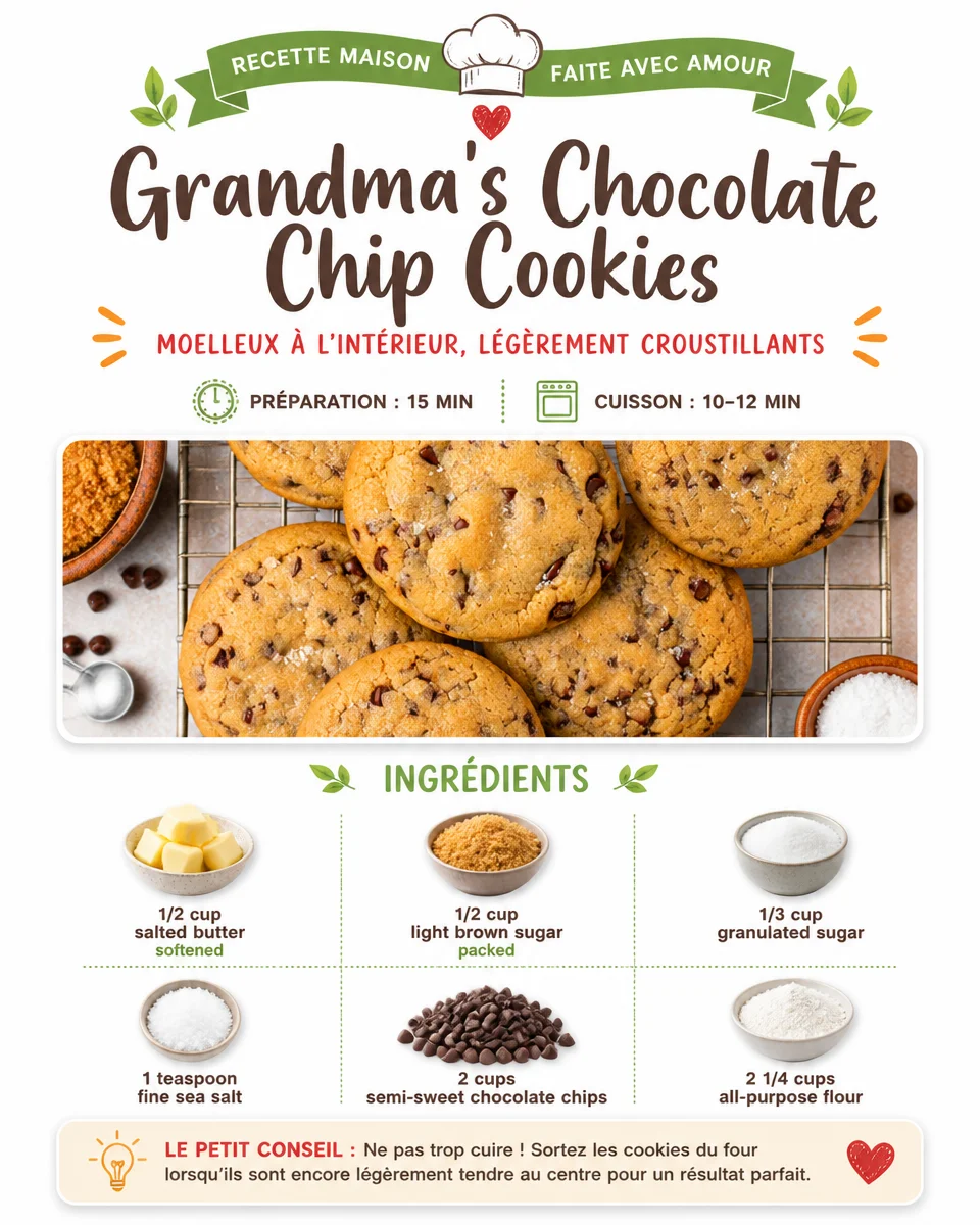 Homemade Grandma's chocolate chip cookies fresh out of the oven