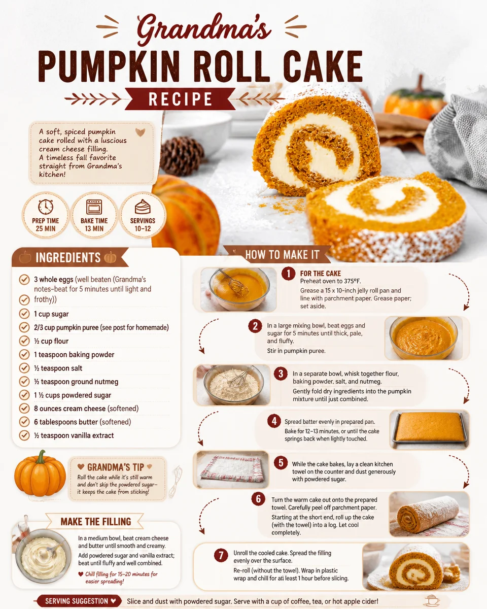 Delicious homemade pumpkin roll cake with cream cheese filling