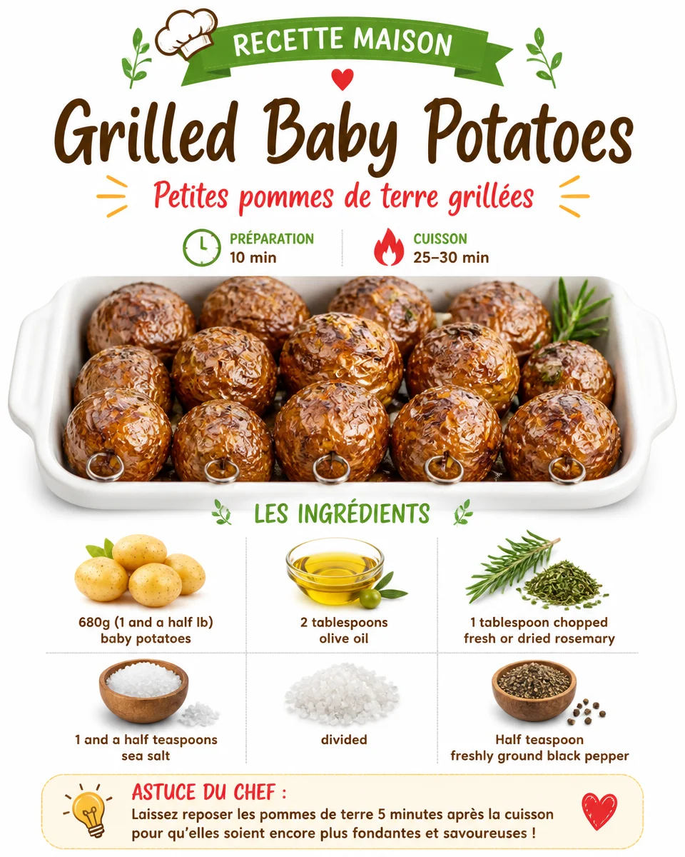 Delicious grilled baby potatoes served on a plate with herbs