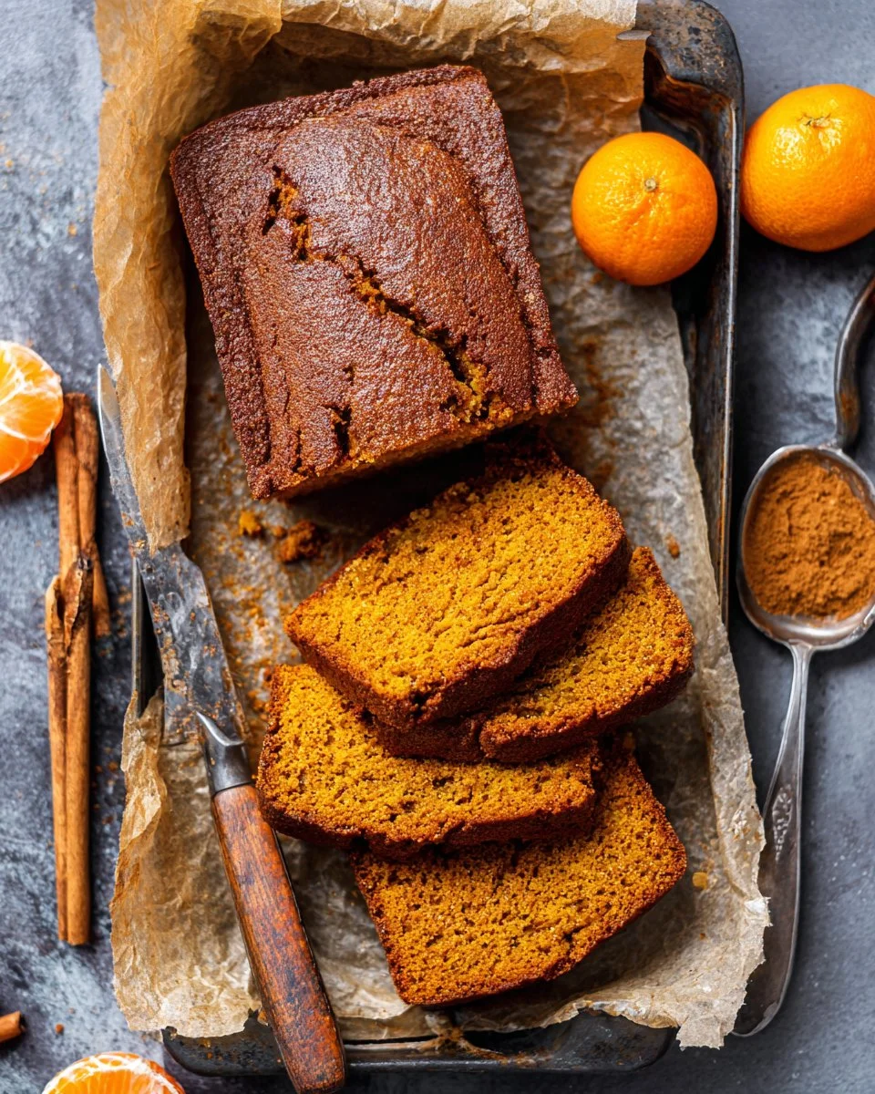 Slice of healthy homemade pumpkin bread with nuts and spices