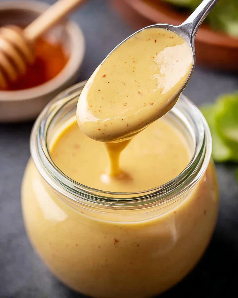 Homemade Honey Mustard Sauce in a bowl with dipping vegetables