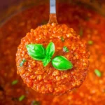 Instant Pot spaghetti sauce ingredients and finished dish