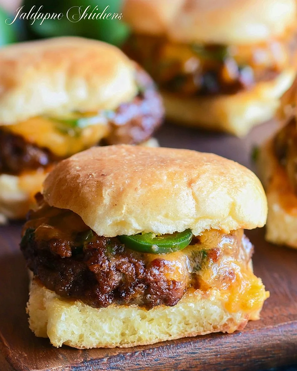 Delicious jalapeno cheddar sliders served on a platter with toppings.
