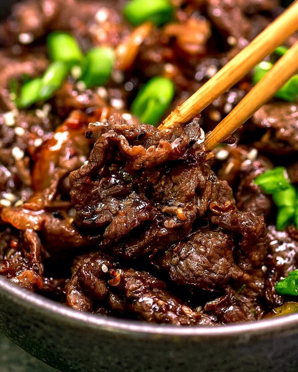 Deliciously marinated Beef Bulgogi served on a platter with vegetables and rice.