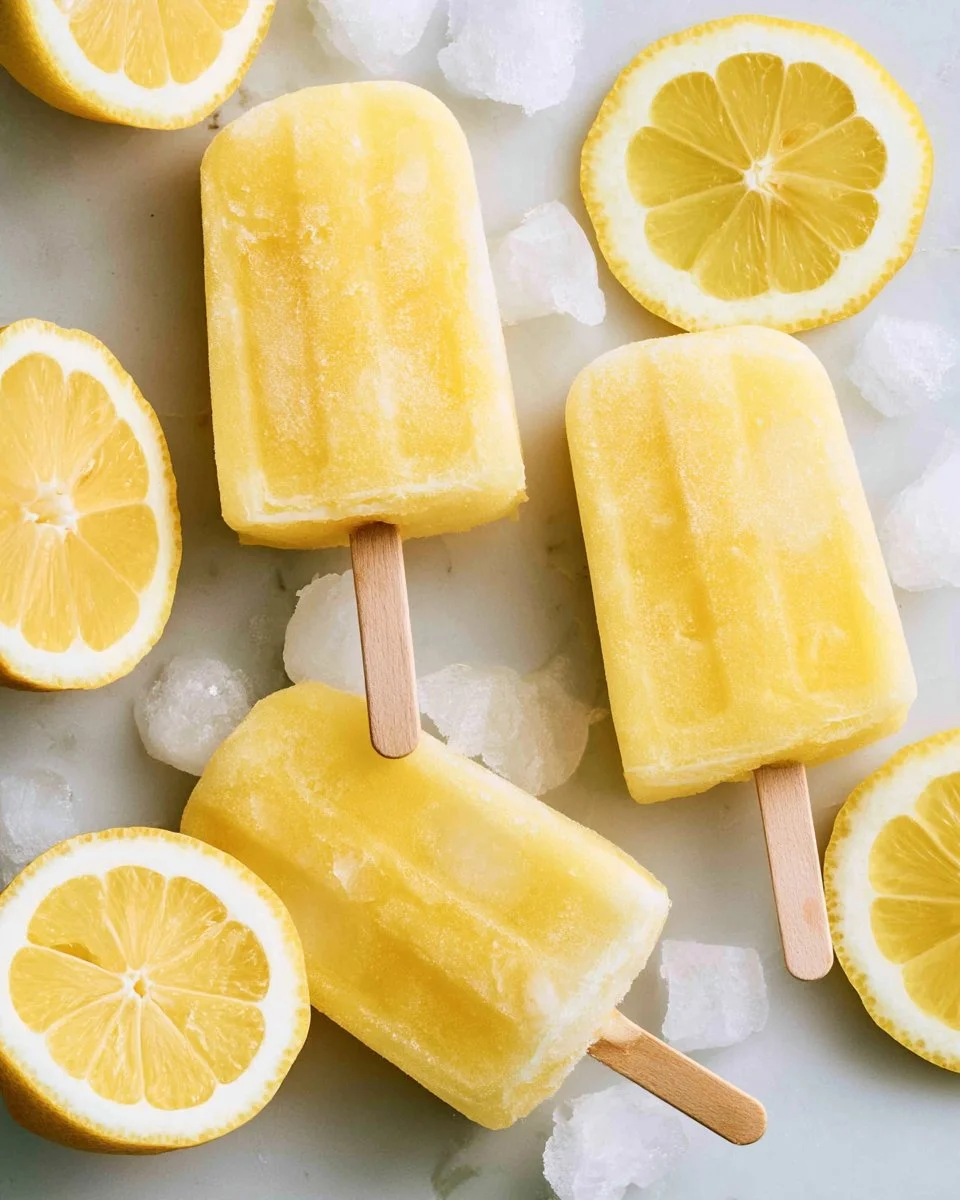 Homemade lemonade popsicles in colorful molds ready to enjoy