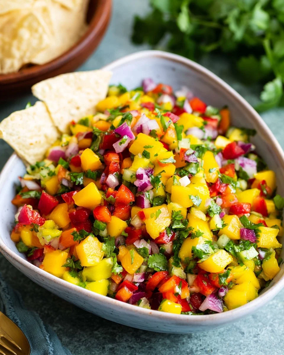 Delicious homemade Mango Salsa with fresh ingredients and vibrant colors