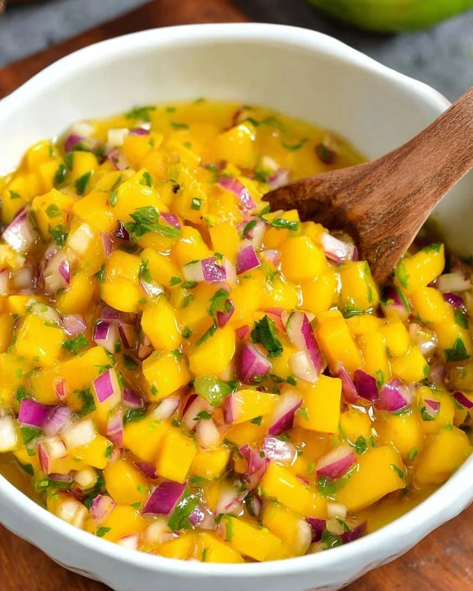 Delicious homemade Mango Salsa with fresh ingredients in a bowl