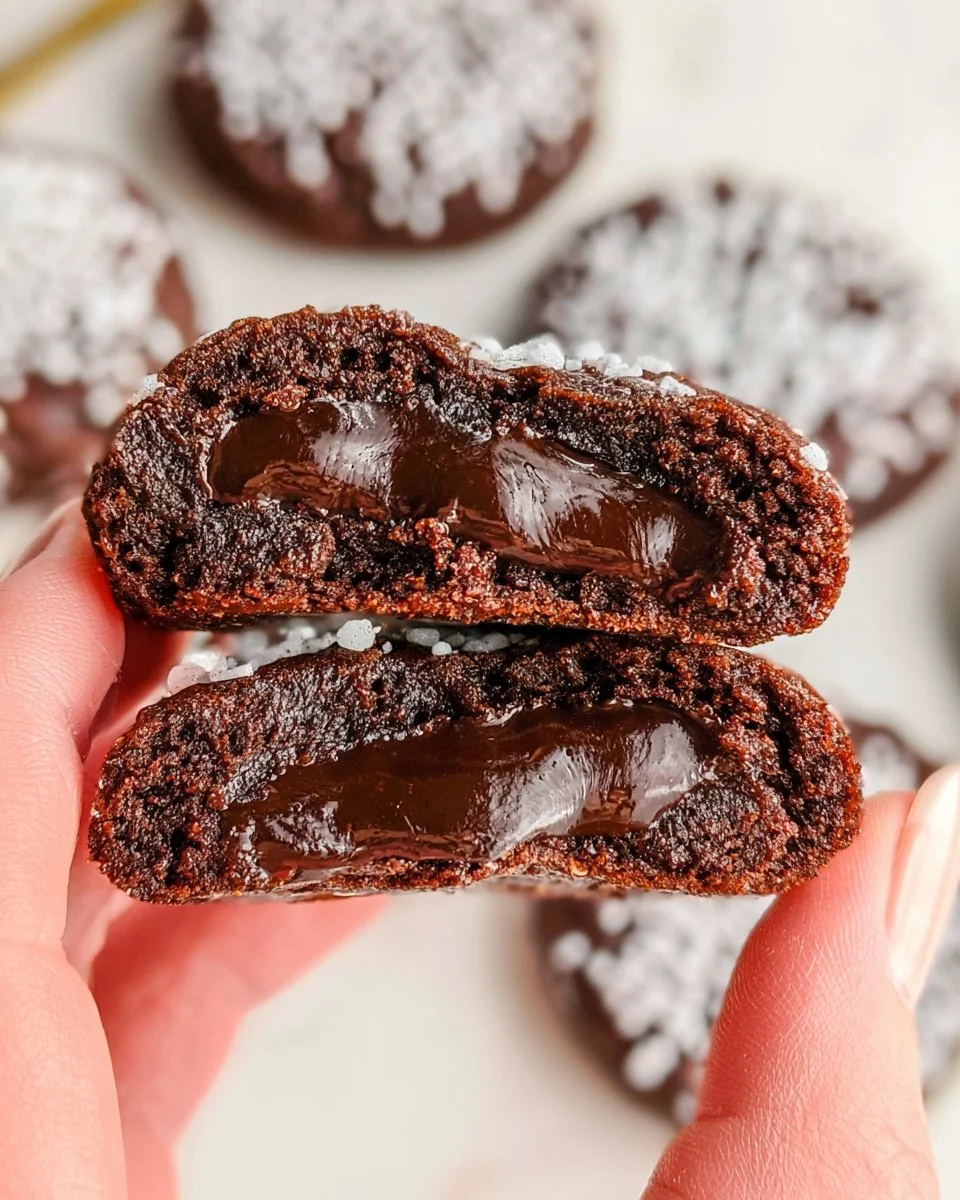 Delicious molten lava cake cookies with a gooey chocolate center