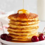 Homemade pancakes from scratch served on a breakfast plate