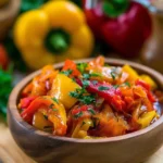 Delicious Peperonata dish featuring colorful peppers and tomatoes