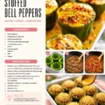 Colorful stuffed bell peppers filled with rice and vegetables