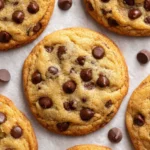 Delicious sugar free chocolate chip cookies stacked on a plate