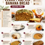 Vegan gluten-free pumpkin banana bread sliced and served on a wooden board.