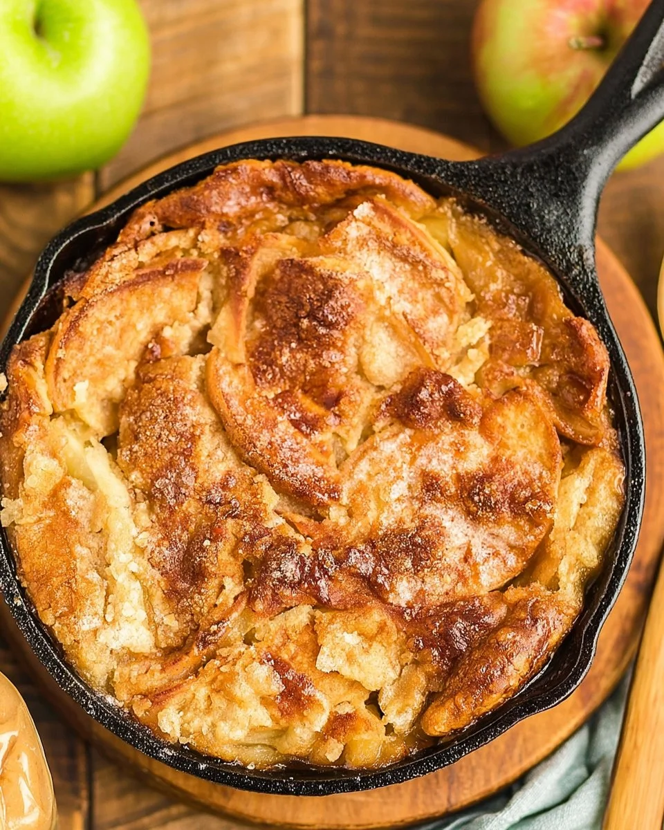 Delicious Apple Pan Dowdy dessert with apples and crust in a baking dish