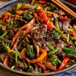 Delicious Beef Stir Fry with fresh vegetables and tender beef slices