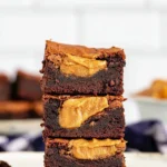 Delicious Biscoff Brownies with cookie butter topping