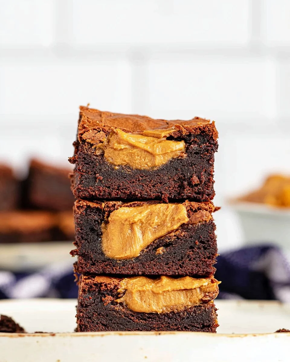 Delicious Biscoff Brownies with cookie butter topping