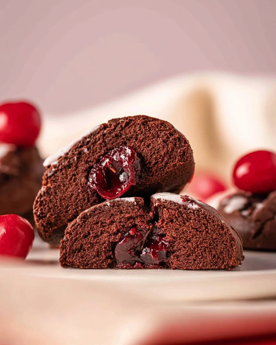 Homemade Chocolate Cherry Cordial Cookies with chocolate and cherries