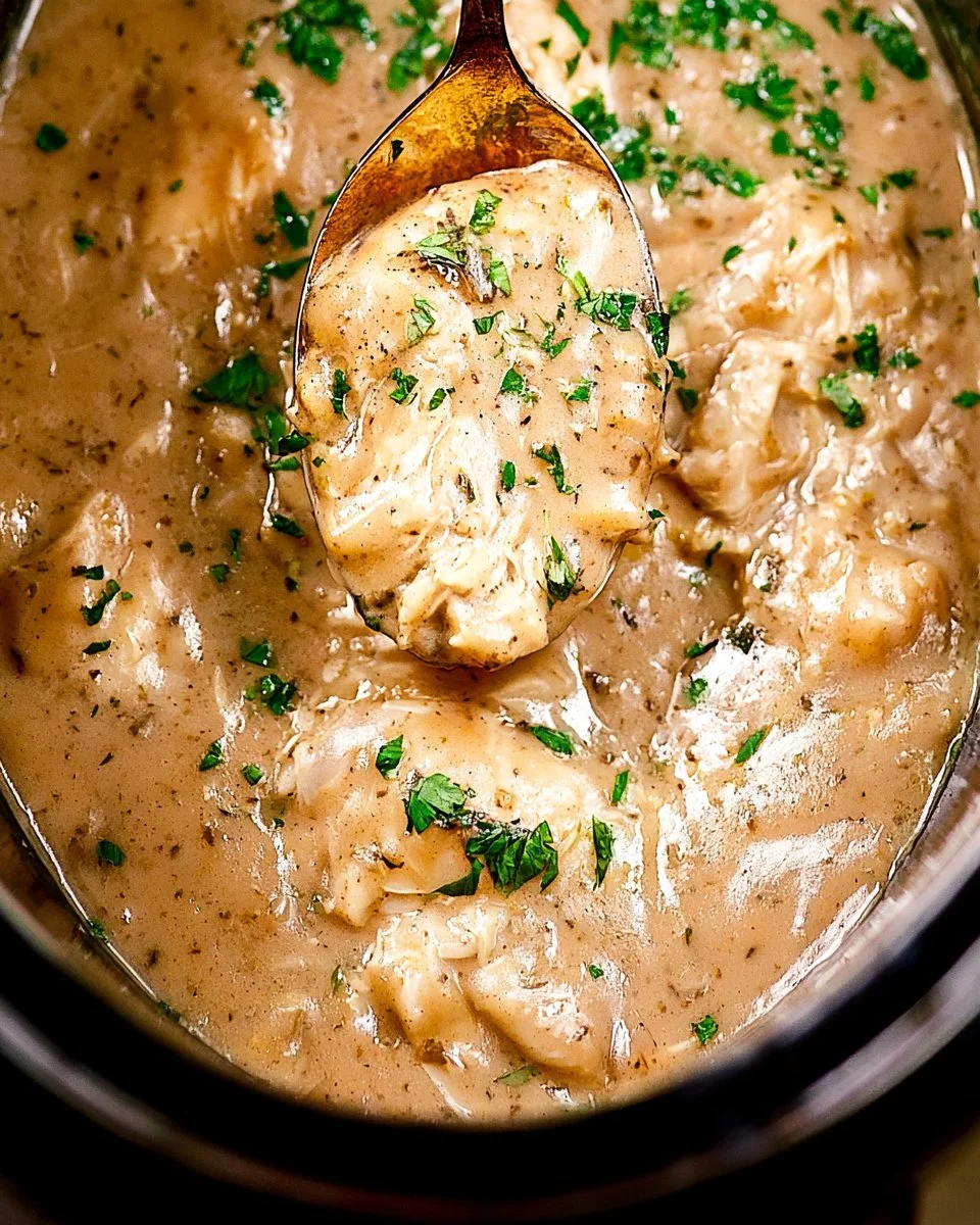 Crock Pot Chicken and Gravy served with mashed potatoes