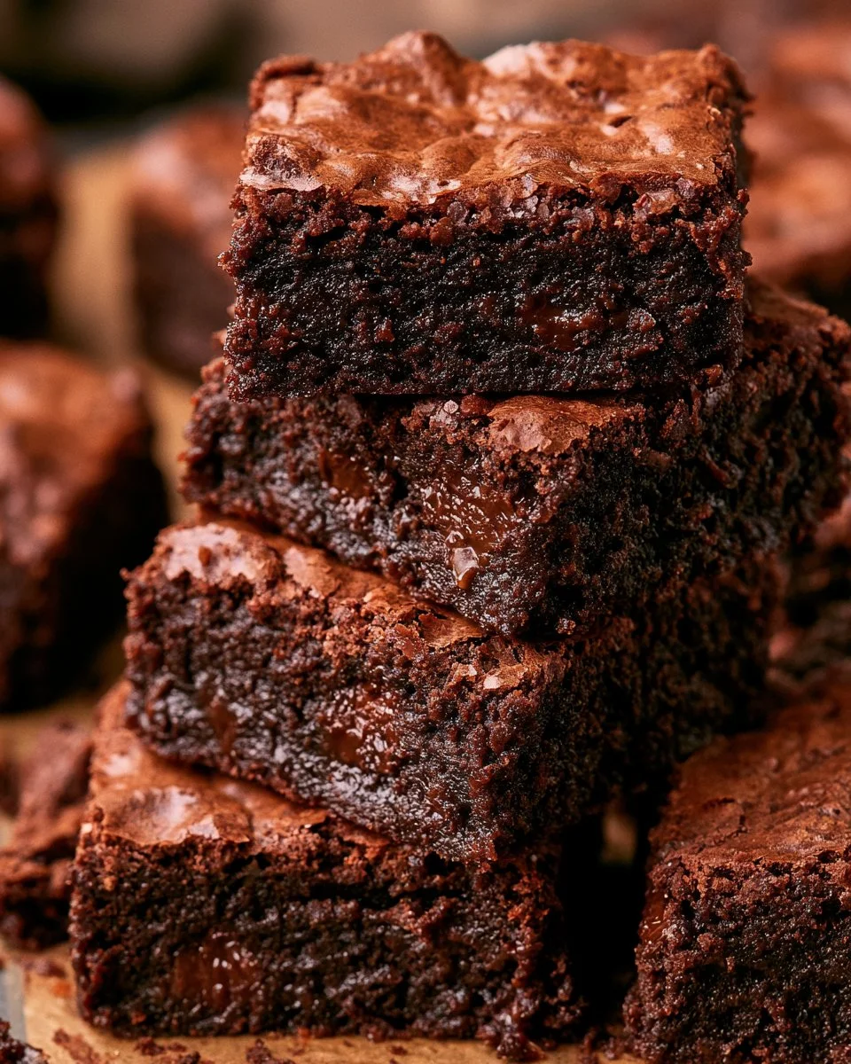 Delicious one pot fudge brownies ready to be served.