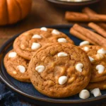 Deliciously baked Pumpkin White Chocolate Chip Cookies on a plate
