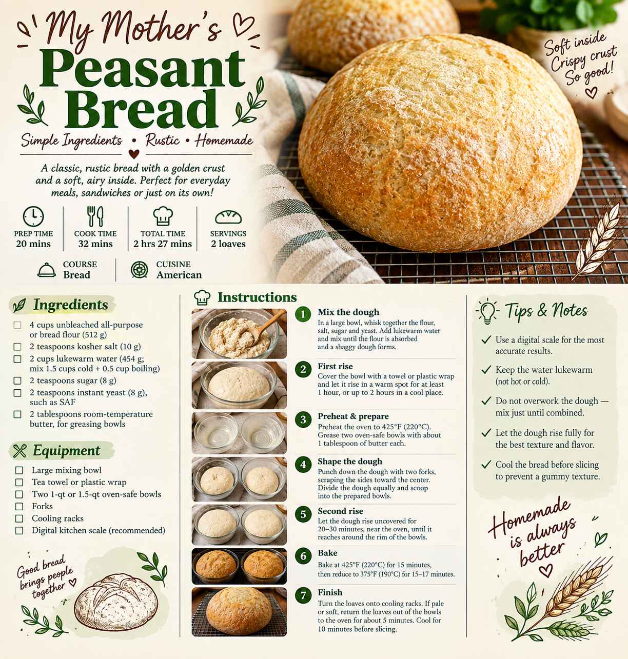 My Mother's Peasant Bread